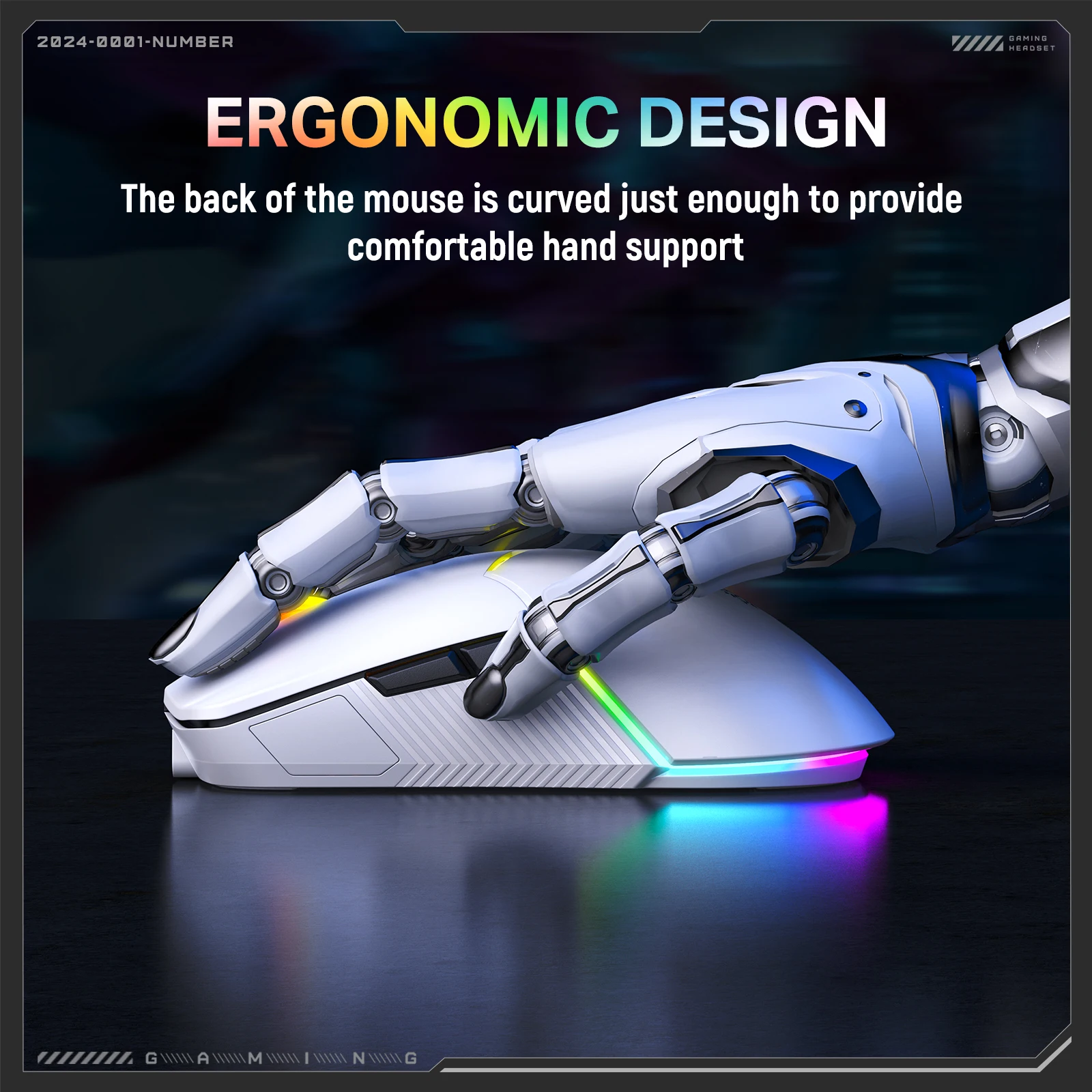 Onikuma Cw928 Kabellose Maus, drei Modi, verstellbar, 12000 DPI, mechanische Gaming-Maus, leichtes Design, 1000 Hz, 8 ms Verzögerung