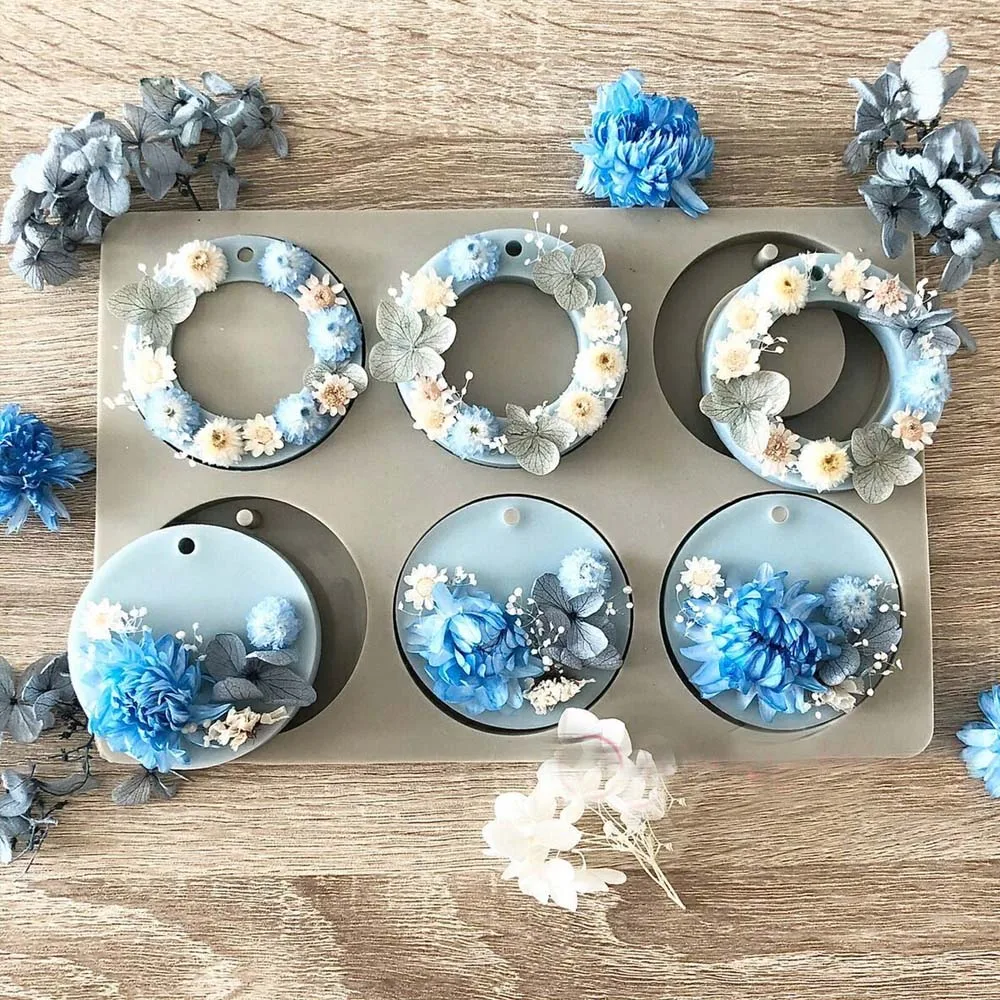 1PC 6 Löcher Runde Ring Silikon Form Soja Kerzen Aroma Wachs Tabletten Form Handgemachte Silikon Form Seife Machen Zubehör