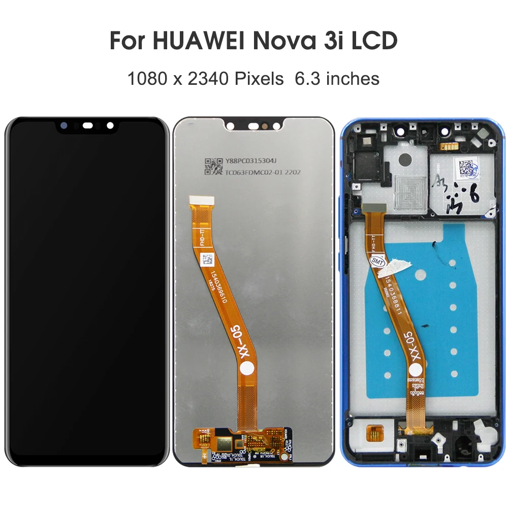 Nova 3 Display Screen with Frame, for Huawei nova 3i INE-LX1 Lcd Display Touch Screen Digitizer Assembly Replacement