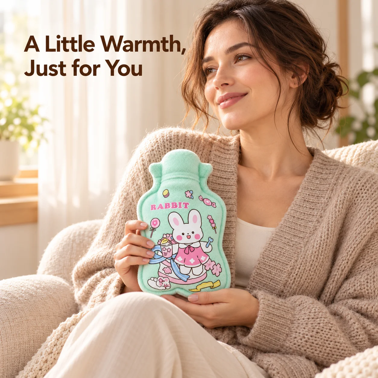 Mini Hot Water Bag, Soft Plush Hot Water Bottle, Cute Cartoon Design, 21x14.5cm, Winter Hand Warmer for Home and Office
