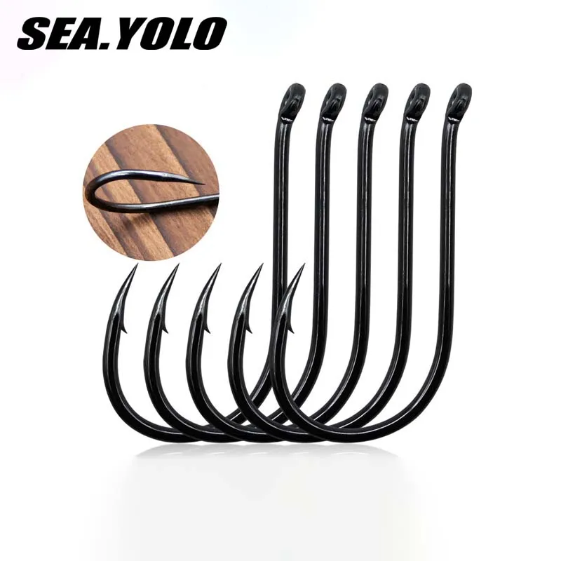 Fishing Hooks 50Pcs High Carbon Steel Fishing Hook Black Carp Fishing Jigging Hook Barbed Ice Fishing Accessories