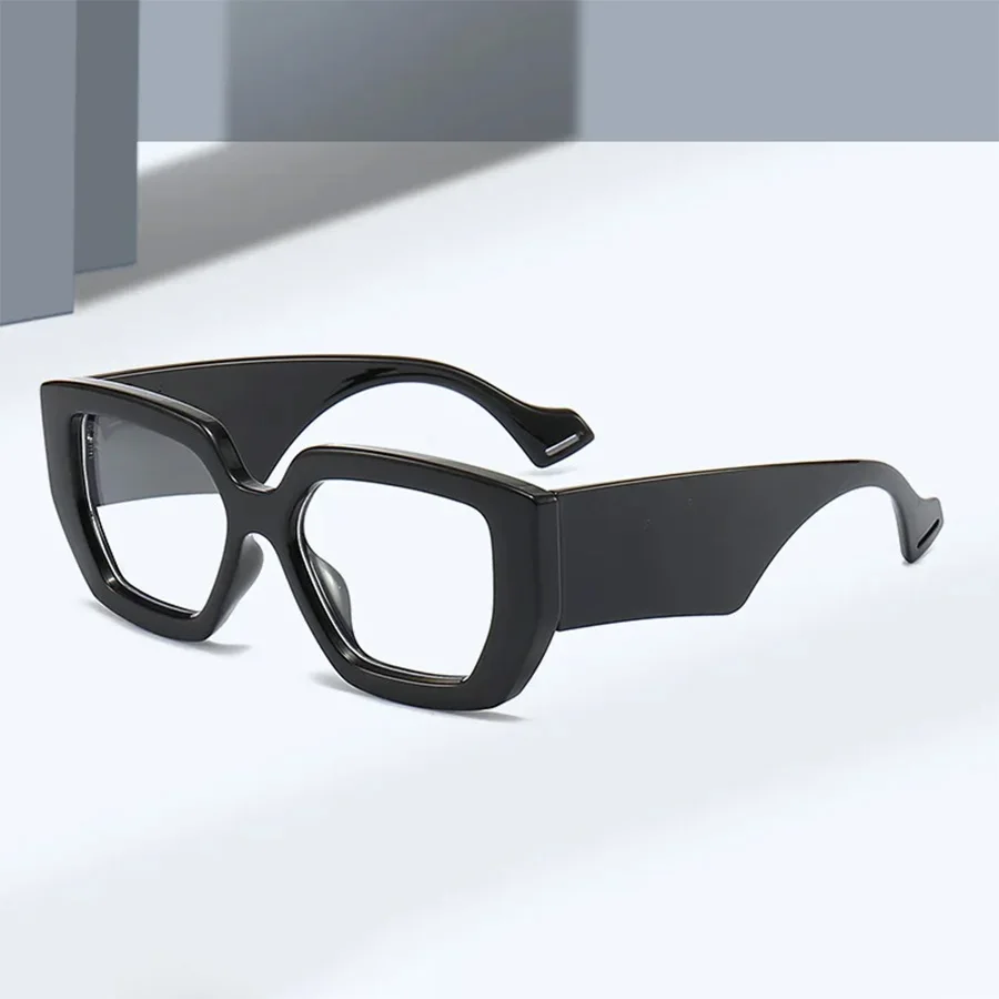 Fashionable Black Square Large Frame Women\'s Sunglasses Transparent Lenses Daily Vacation Decorative Glasses
