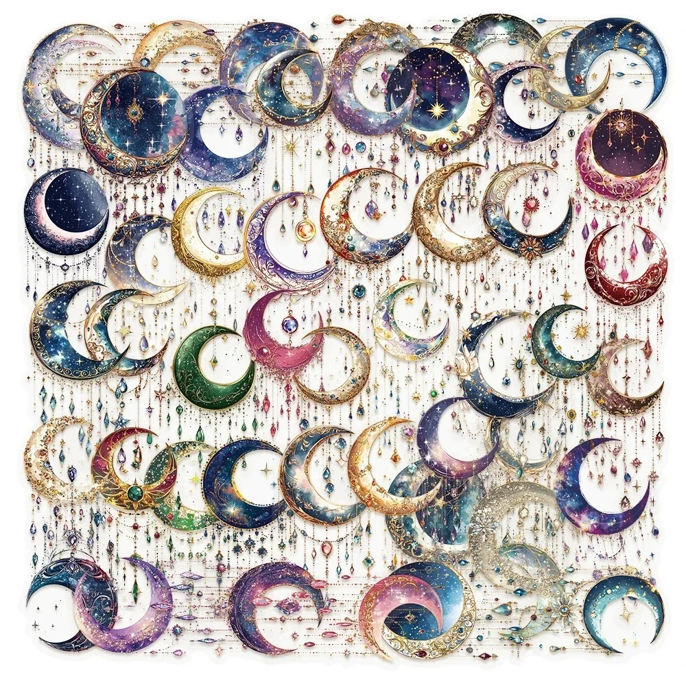 10/30/50pcs Pet Transparent Galactique Lune Dessin Animé Autocollants Ordinateur Portable Réfrigérateur Téléphone Valise Scrapbooking Décoration Autocollant