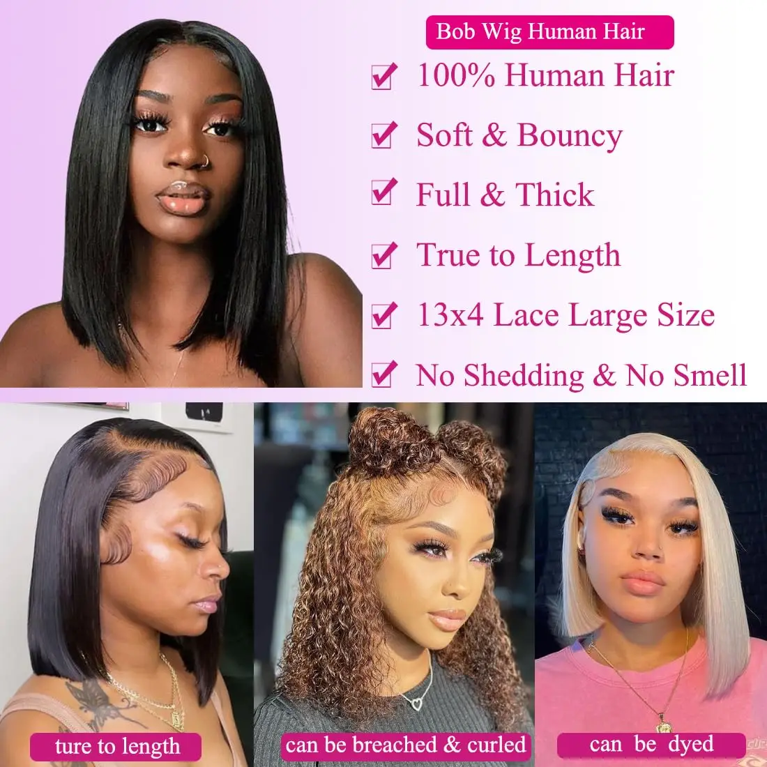 10 Inch 13X4 Lace Front Wig 150% Density Short Bob Wig with HD Transparent Lace Frontal Pre Plucked With Baby Hair Natural Color