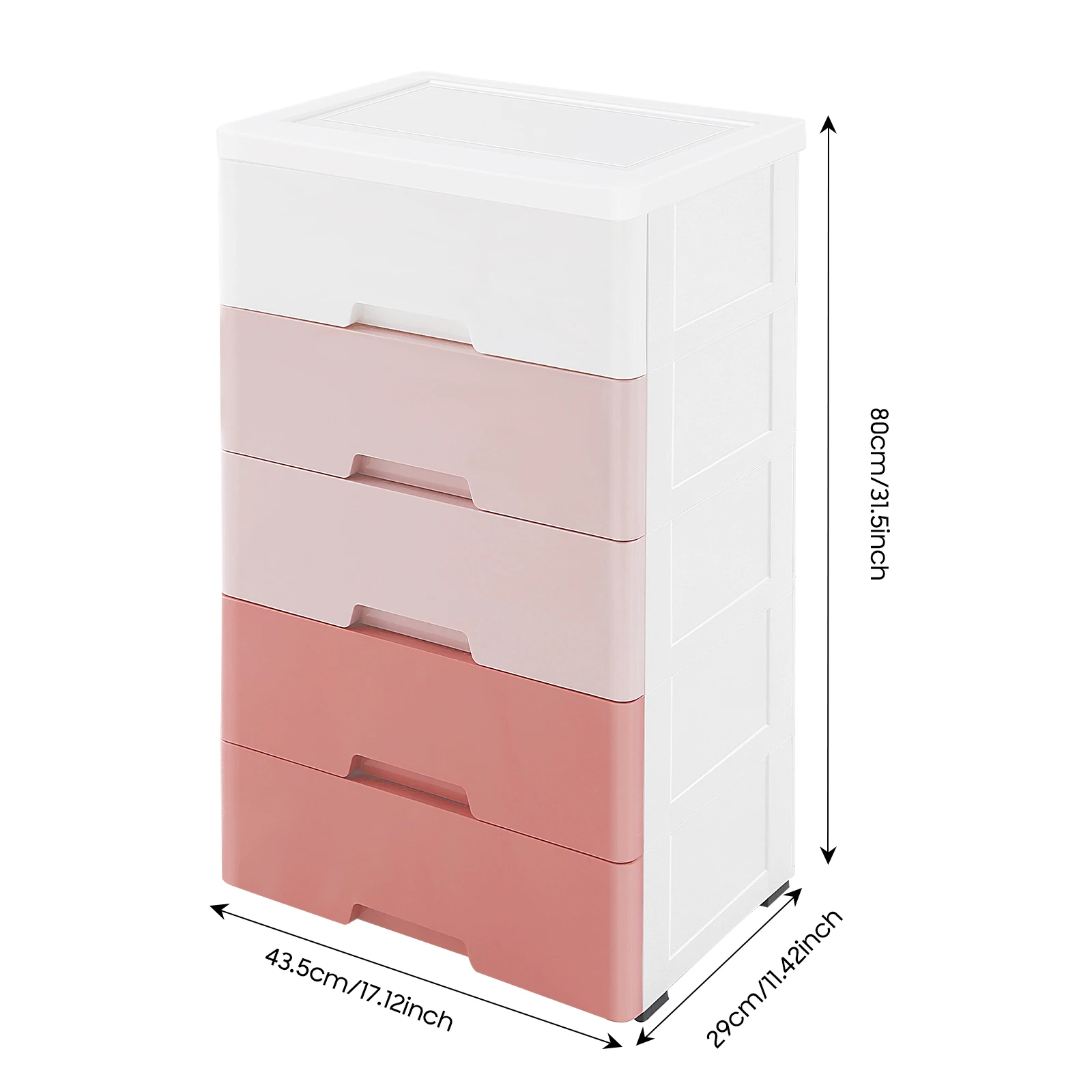 

5 Tier Dresser Storage Cabinet, Tall Vertical Plastic Closets Bedroom Organizer Rack with Pull Handle Storage Tower for Closet
