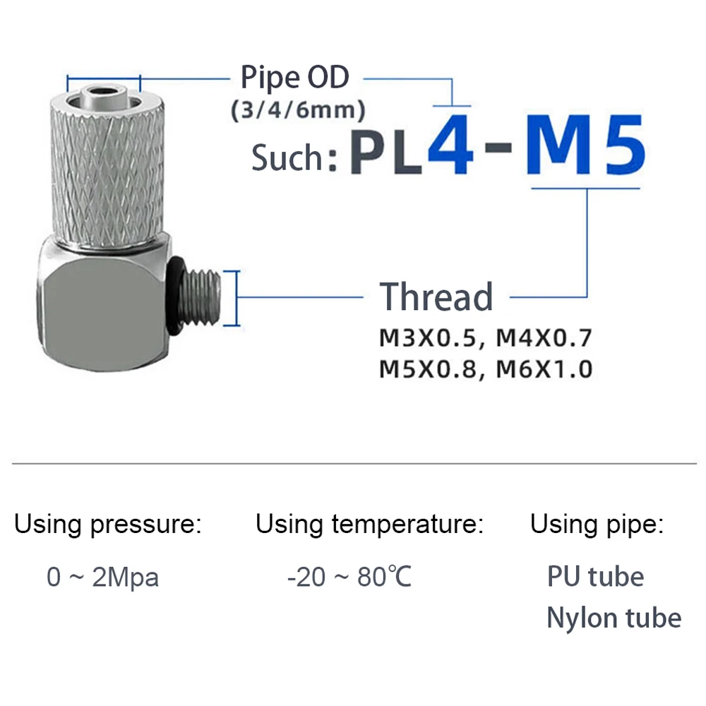 OD 3 4 6mm Mini Pneumatic Fittings PC Straight PL Elbow Hose Male Thread M3 M4 M5 M6 Trachea Quick Screw Copper Pipe Connector