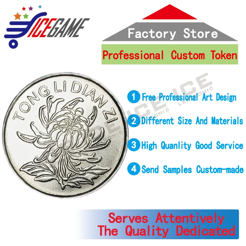 

High Quality Stainless Steel Arcade Tokens 5000 PCS/Lot Free Design Coin for Coin Operated Games Metal Brass Material Japanese