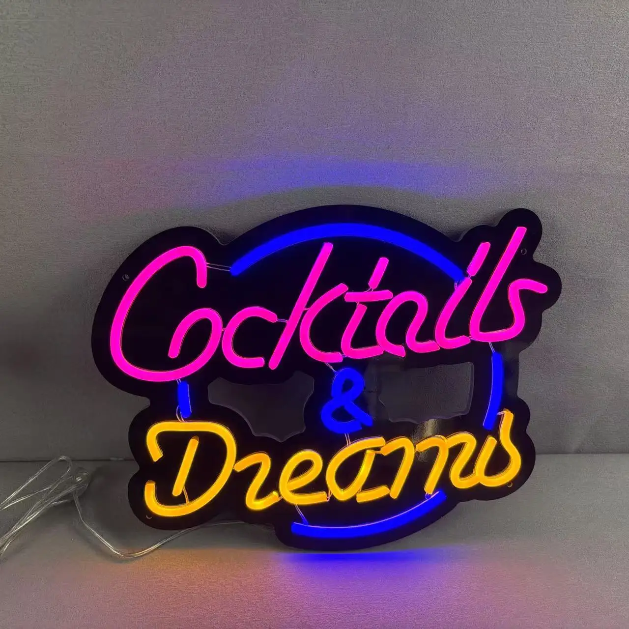 Custom Made Neon Sign Wall Decor, Cocktails and Dreams, LED Light Flex Neon, Shop Logo, Club, Nightclub, Game Room, Wall Decor