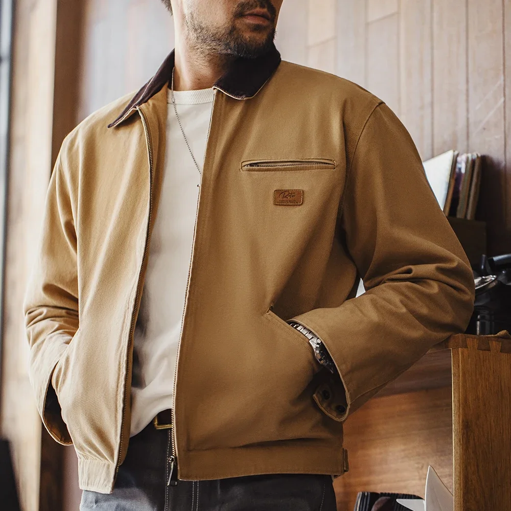 Maden Retro Canvas Detroit Hunting J001 Jacke mit schweren Baumwolltaschen Design Reverskragen