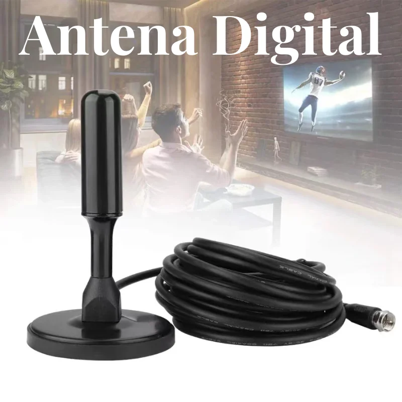 Digital Antenna Hd 3.5dbi Internal and External Magnetic Base With Magnet 3m Attach to Tv/Hack/Room-IMMEDIATE DELIVERY FOR ALL BRAZIL