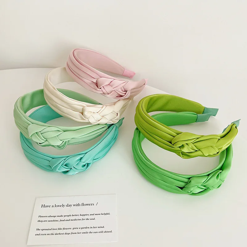 Women Girls Spring Colorful Silk Satin Knot Hairband Headband Adult Hair Accessories Hair Jewley