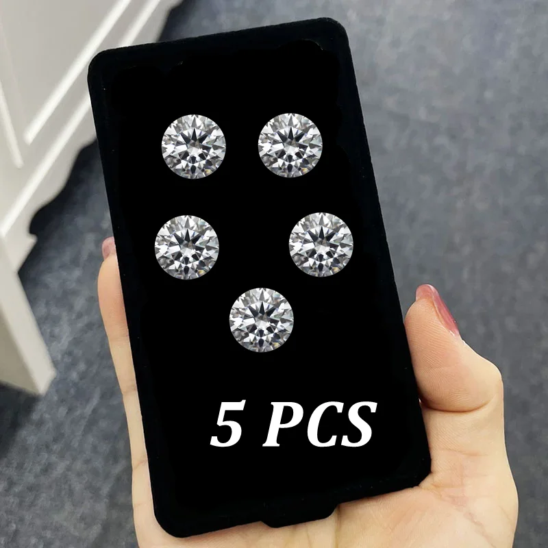 

5 PCS/Set Boxed White Sapphire 10.0mm Round Cut Test Mohs Hardness Gems for Jewelry Making/Collection/Display Precious stones