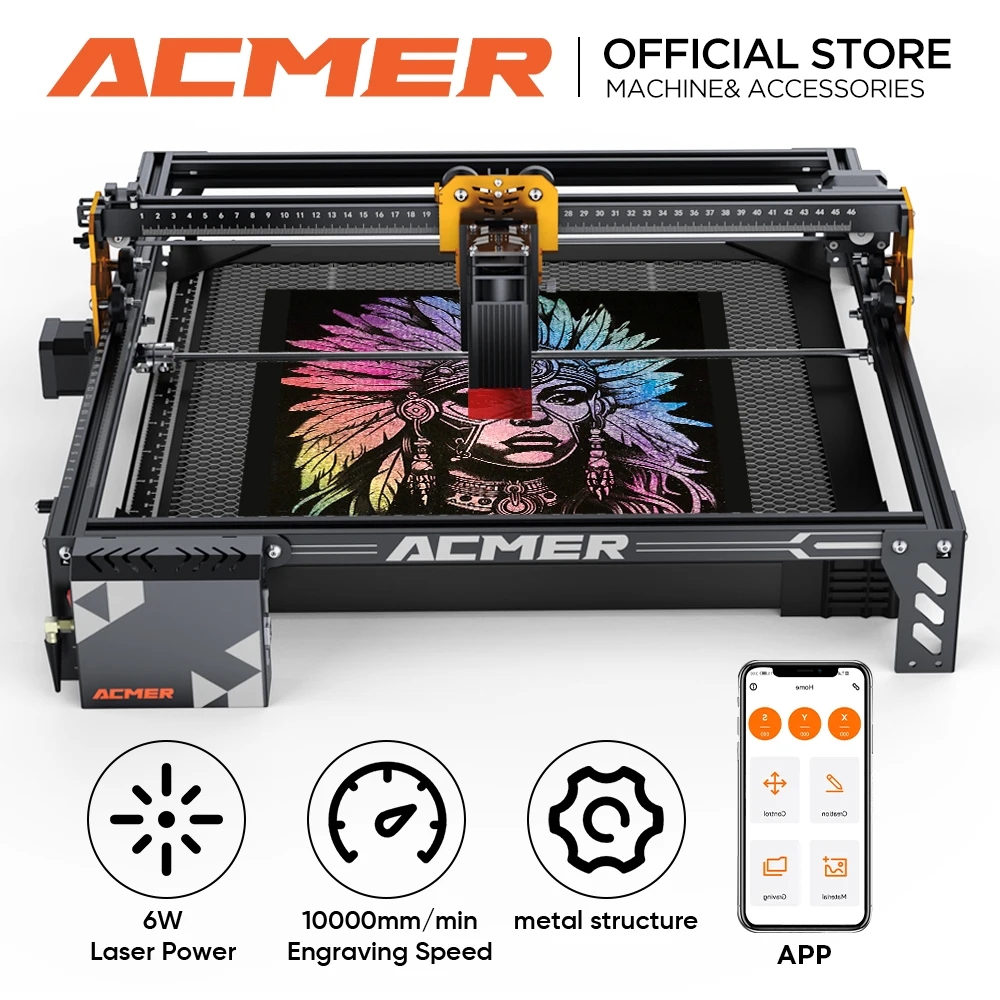 ACMER P1 S pro Laser Engraver Machine With Wifi Control 445±5nm Blue Light Cnc Machine  Laser Engraving Cutting Machine for Wood