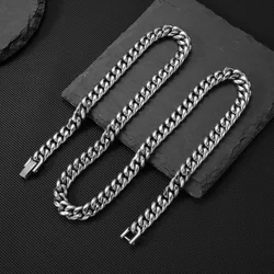 Width 8MM 316L Titanium Steel Miami Crypto Cuban Chain Necklace For Men Fashion Hip Hop Rock Party Jewelry Boyfriend Gift