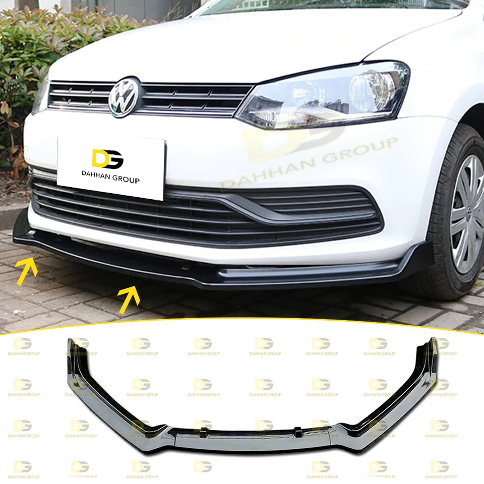 V.W Polo MK5 2009 - 2017 Front Splitter 3 Pieces Piano Gloss Black Surface High Quality ABS Plastic Polo R Line Kit Car Parts