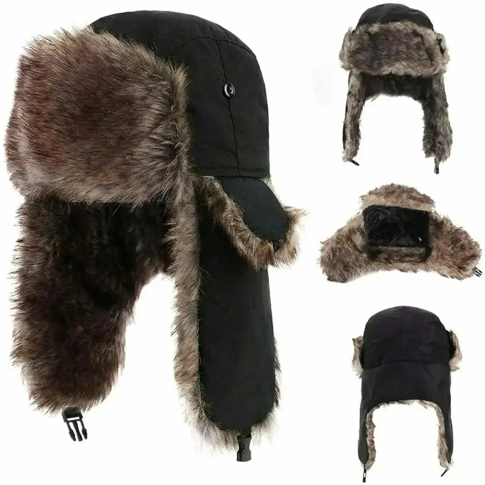 Inverno masculino trapper aviador soldado earflap quente russo à prova dwaterproof água chapéu de