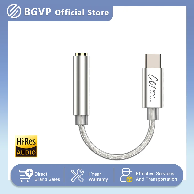 BGVP C01 Adapter HIFI Cable DAC Tunable App USB CB1200 Chip Headphone Amplifier HIFI Digital Converter Earphone Adapter