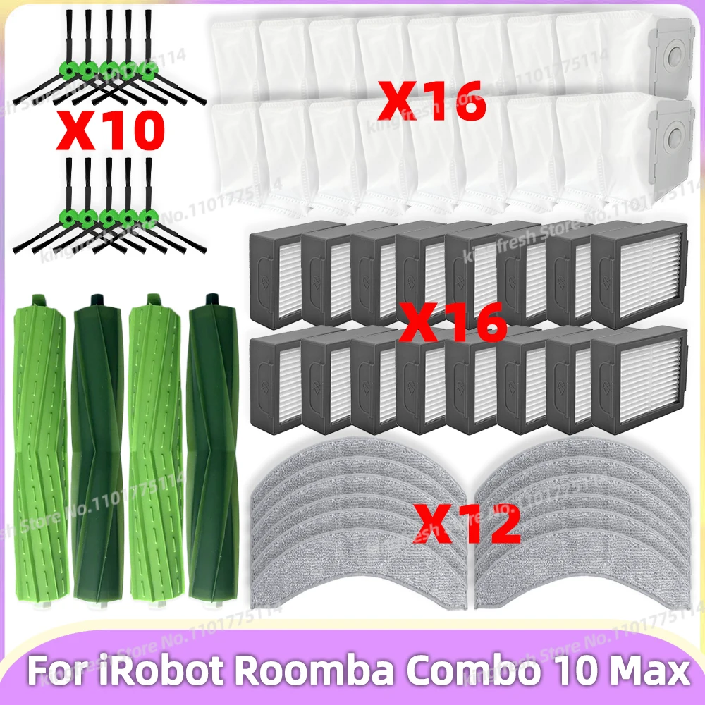 Fit For iRobot Roomba Combo 10 Max Vacuum Replacement Parts Main Roller Side Brush Hepa Filter Mop Pads Dust Bag Accessories