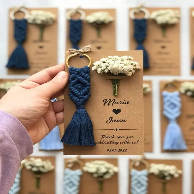 Handmade Macrame Keychain Gift Keychain Custom Design Wedding Word Engagement Wedding Winter Night and Other Special Occasions Souvenir Bag Charm