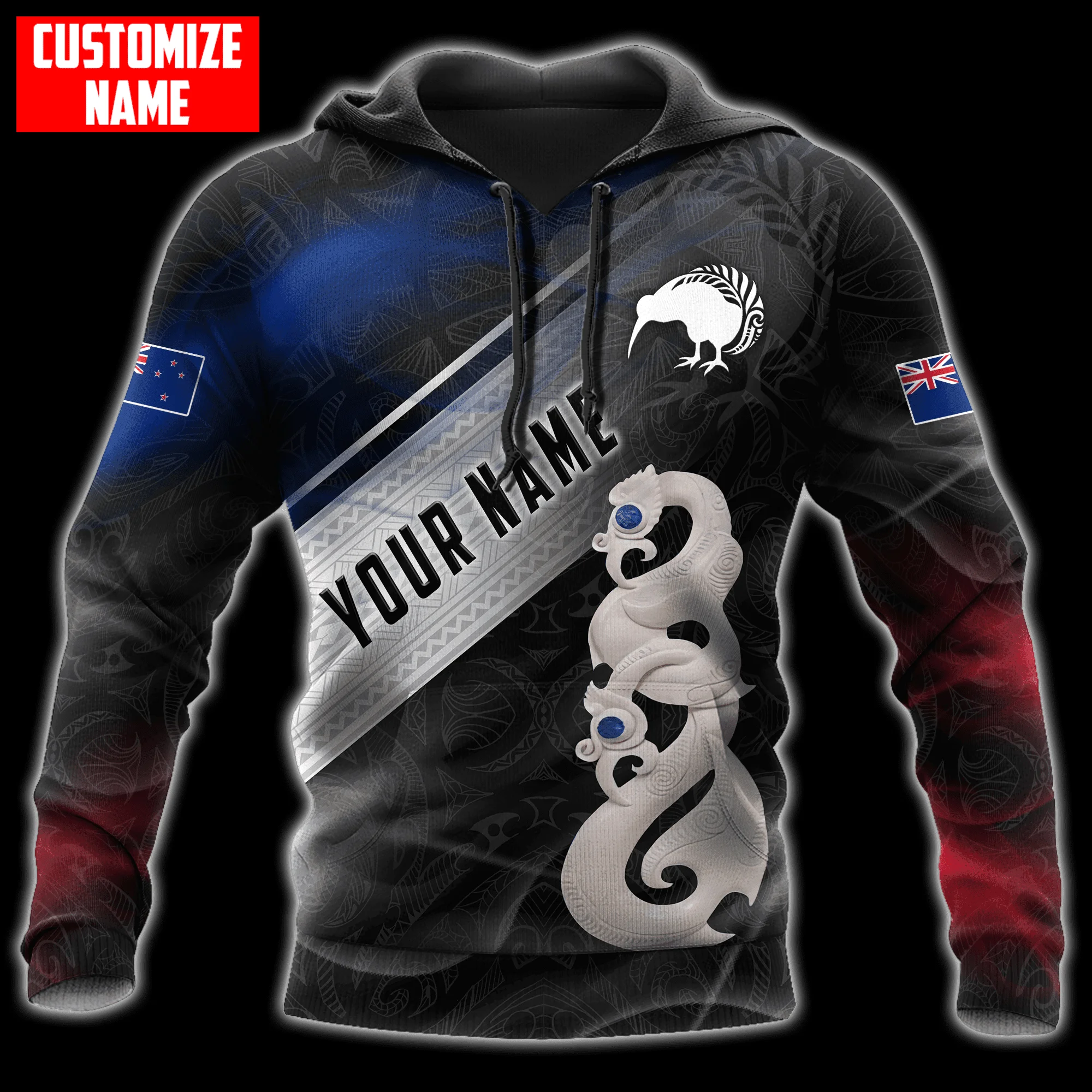 

Custom Name Country Flag New Zealand Aotearoa Maori Tattoo Retro Long Sleeves 3DPrint Pullover Harajuku Casual Jacket Hoodies XI