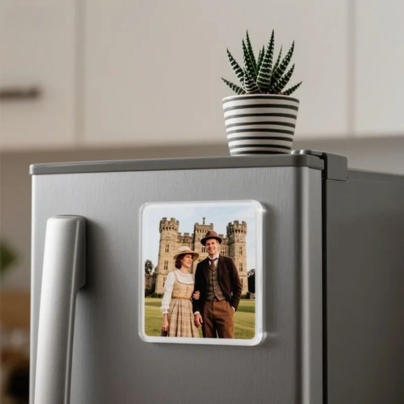 Custom acrylic fridge magnets, can be personalized with graduation photos, family vacation photos, pet photos, square personaliz