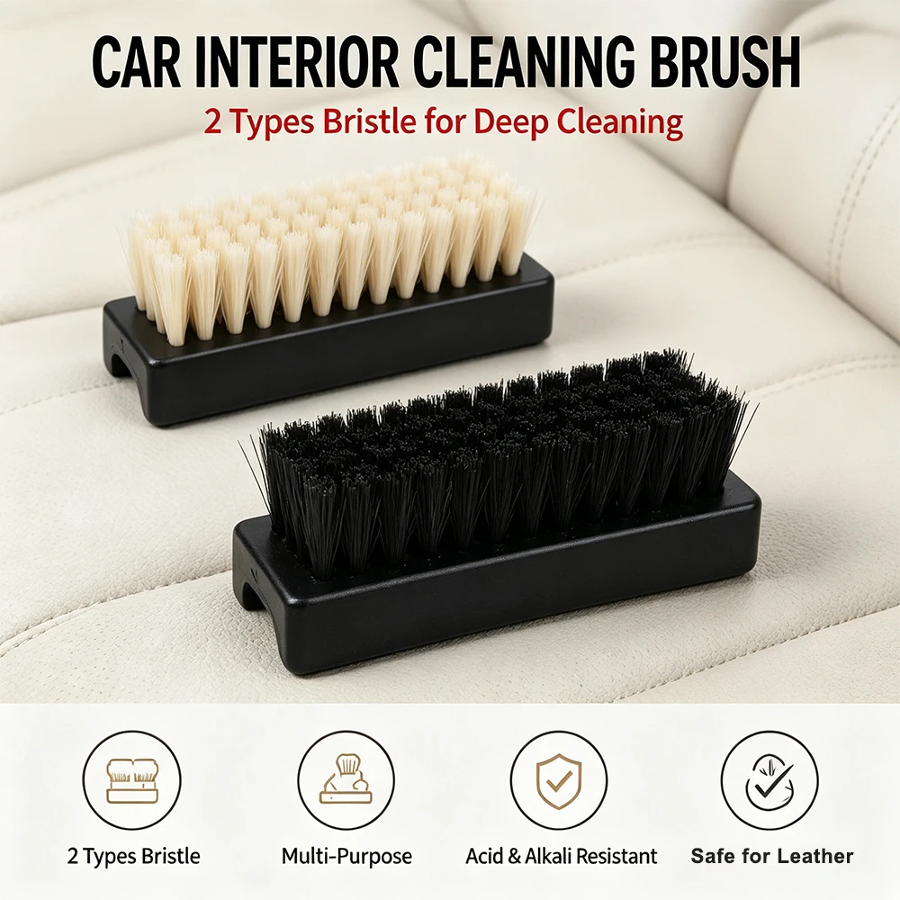 Car Leather Seat Cleaning Brush Soft Bristle Acid&Alkali Resistant Scratch-Free Detail Brush for Dashboard Door Panel tools