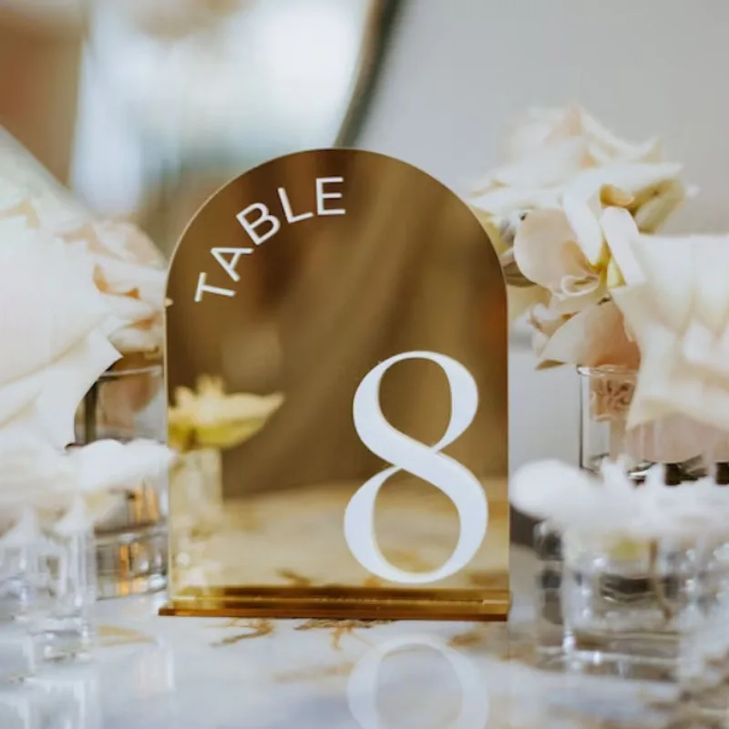 Gold Mirror Wedding Table Numbers Wedding Table Signs 3D Table Numbers  Wedding Table Decor Table Numbers with Stand