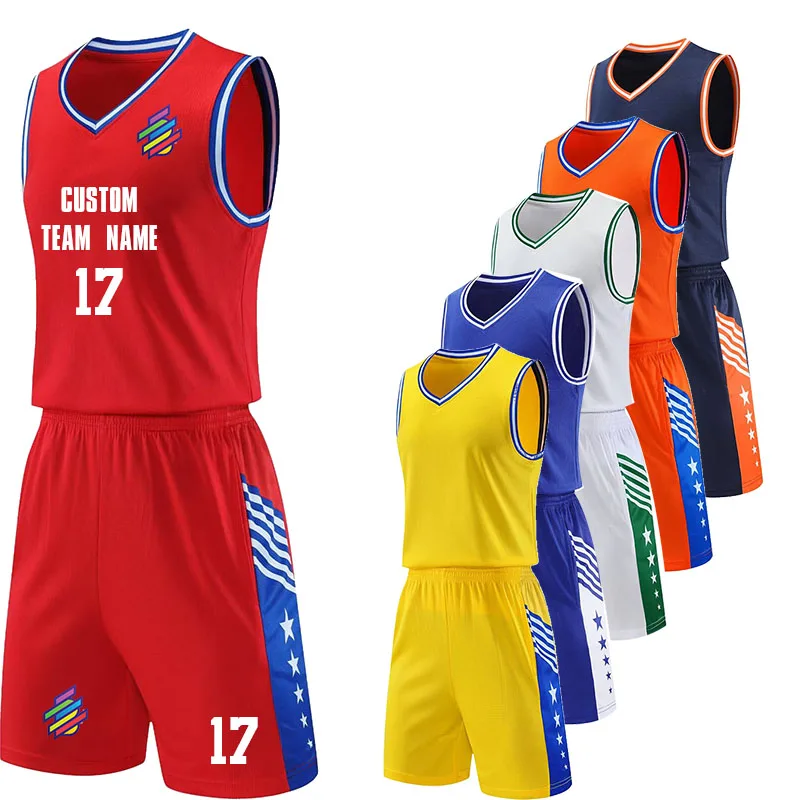 Men's Basketball Can Custom Logo New Season basketball jersey uniform Shirt Pants Complete Suits 2pcs Boys Sports Tracksuit