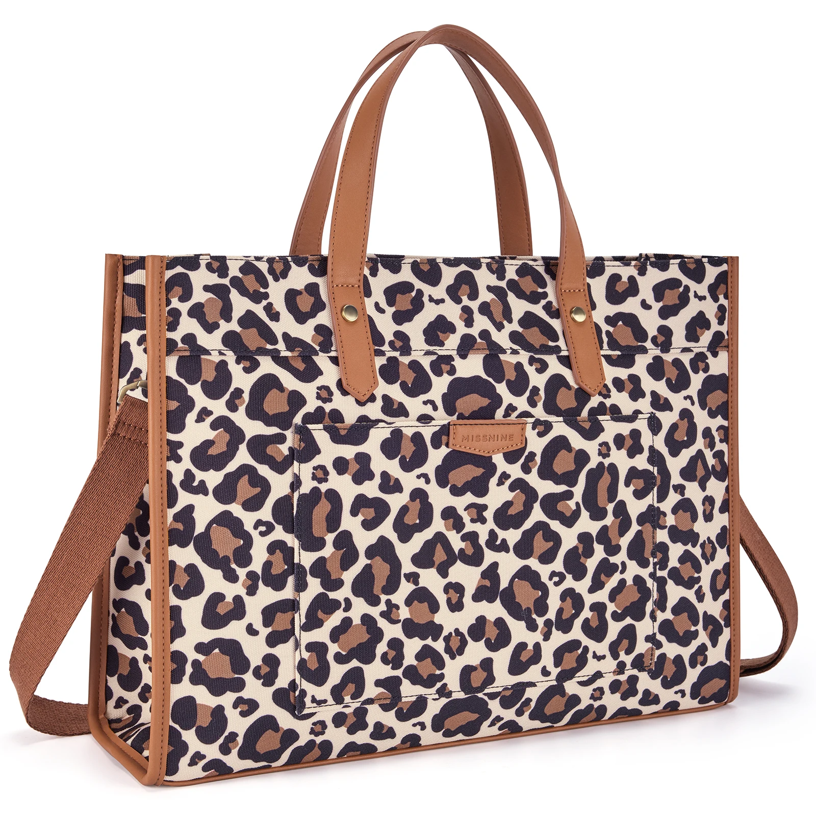 Missnine-Bolso de mano con estampado de leopardo para ordenador portátil, maletín informal de 15,6 pulgadas para viaje, oficina y Universidad