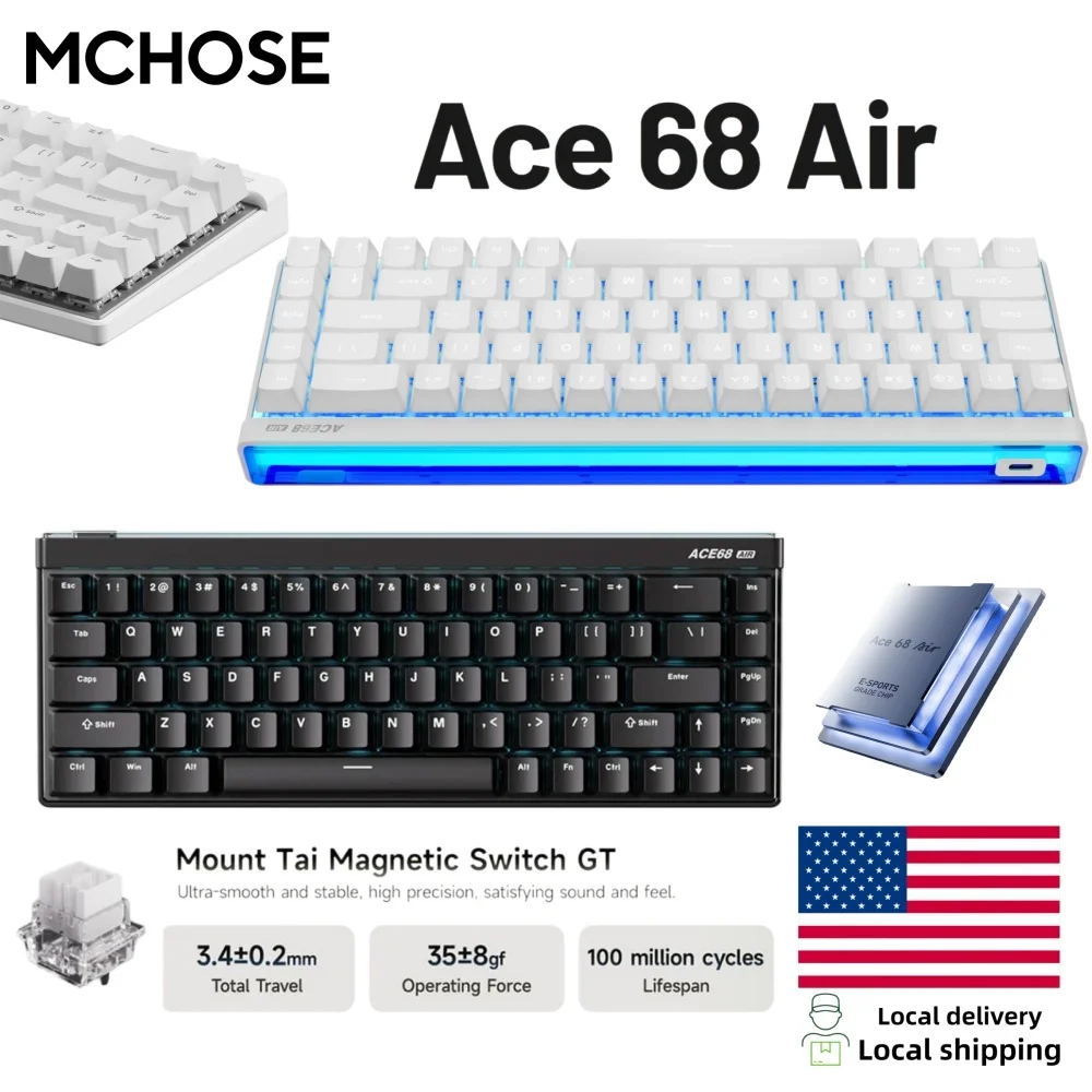 MCHOSE Ace68Air Gaming Keyboard | 0.08ms Latency, 256K Scan Rate, RGB Light Box, Magnetic Axis, Adaptive Calibration for PC Game