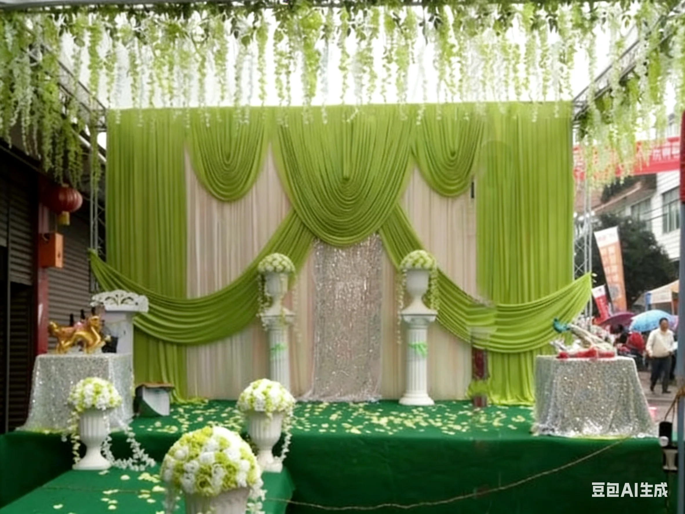 

Белая свадебная занавеска-фон 3x6 м/10x20 футов, зеленая драпировка из ледяного шелка, элегантная ткань для украшения стен на церемонии, вечеринке, дне рождения