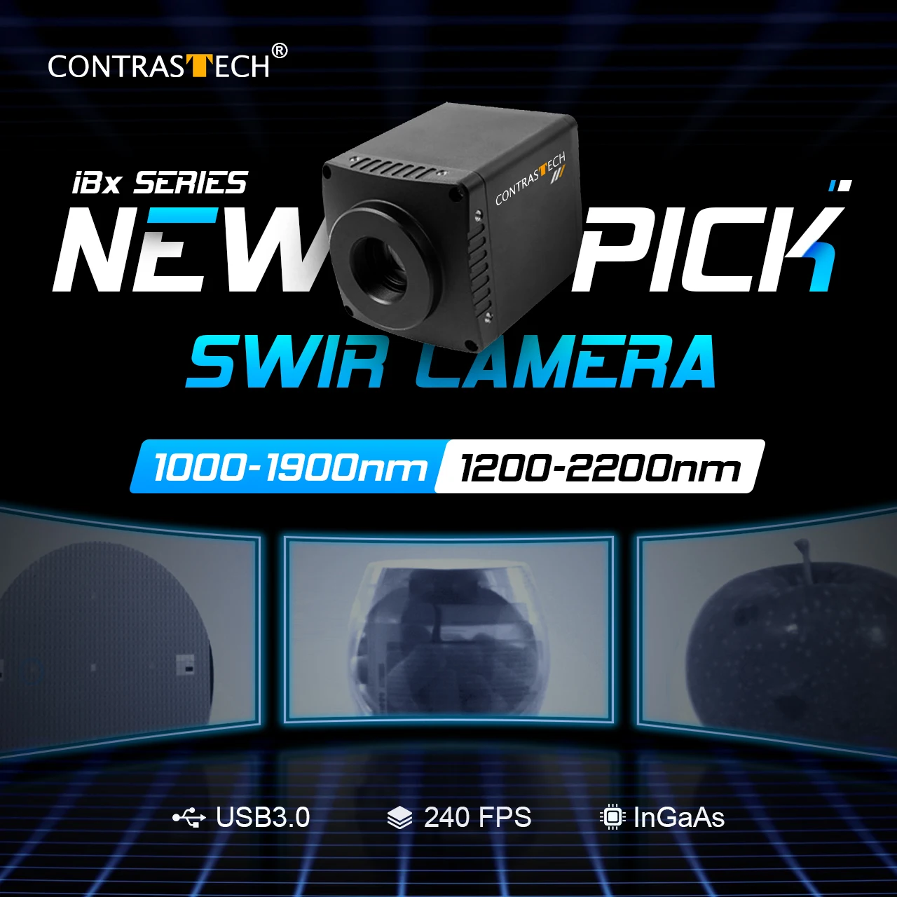 640×512 SWIR InGaAs Global Shutter USB3.0 High-Speed Camera 1000–2200nm Extended SWIR for Material Inspection & Scientific Imag