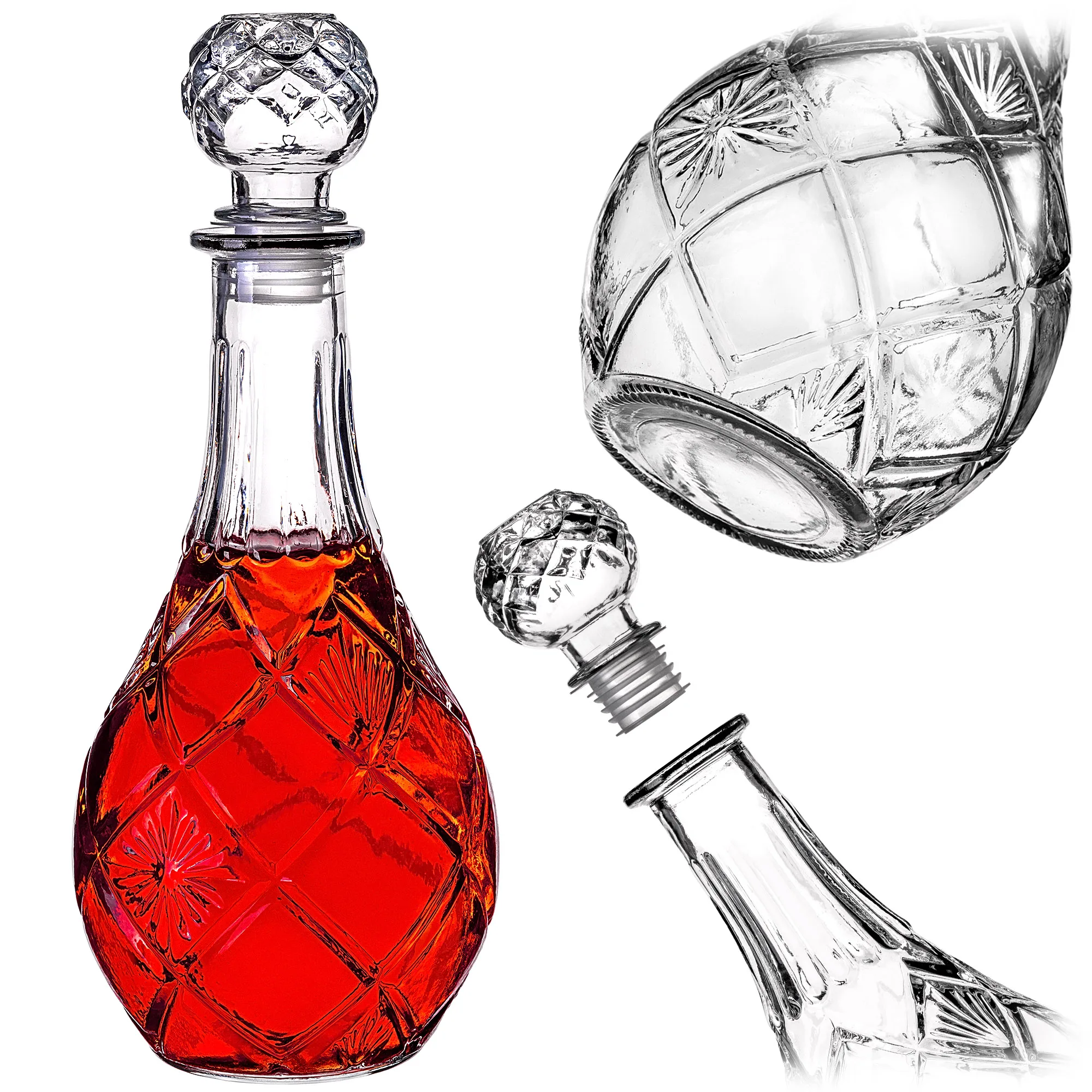 KADAX karaf voor whisky alcohol kristal 0,8L glazen fles met stop