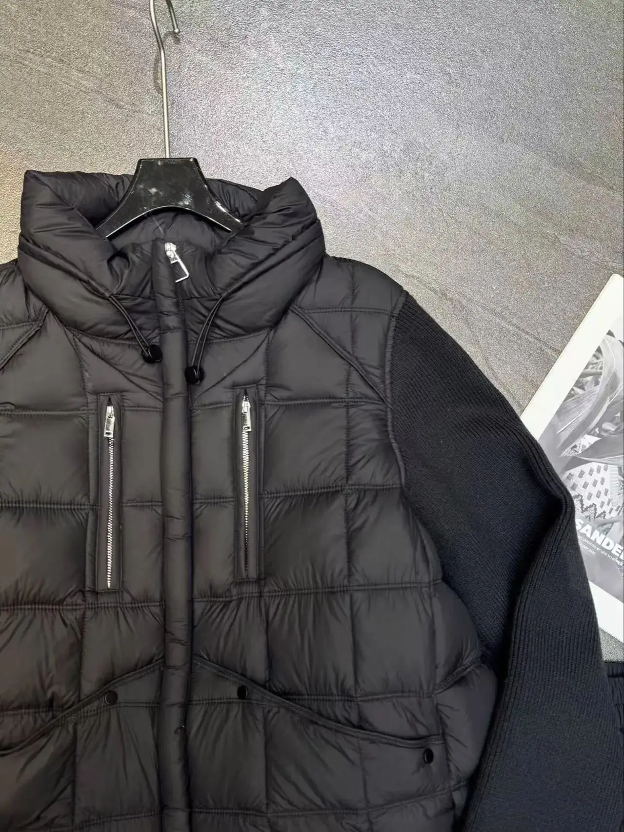 Doudoune à col montant épissé en laine épaisse automne-hiver