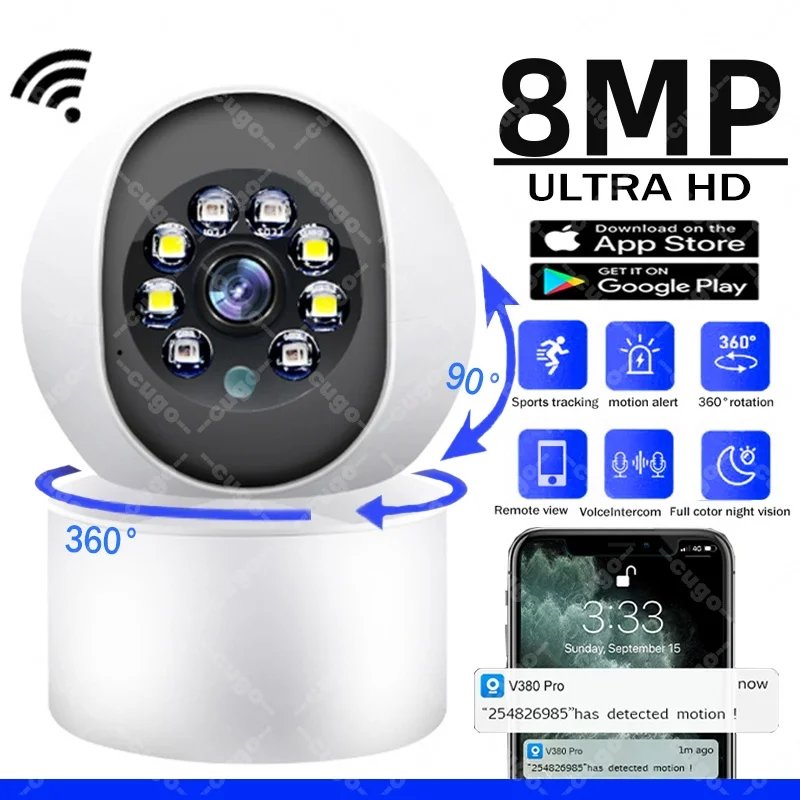 4K Smart Wi-Fi IP-камера Внутренняя беспроводная охранная радионяня Автоматическое отслеживание Двустороннее аудио Цветной монитор ночного видения Внутренняя камера