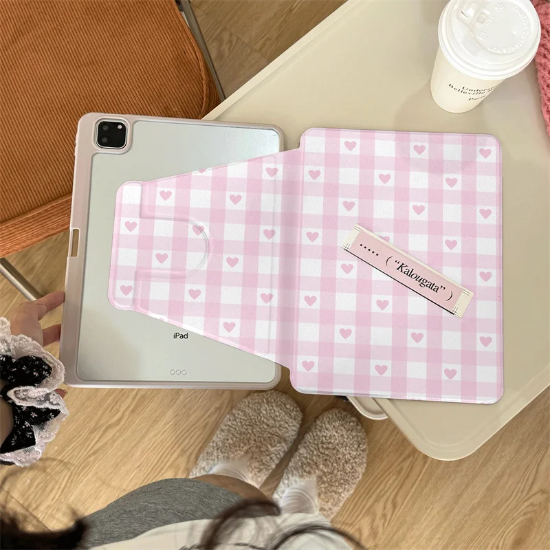 Étui pour tablette Fashion Love, 360 degrés, fonctionne avec iPad Air 5, 10.2, 10.5, 11 pouces, Air 3, 10.9, iPad 5, 6, 7, 8, Gen 9.7, rose