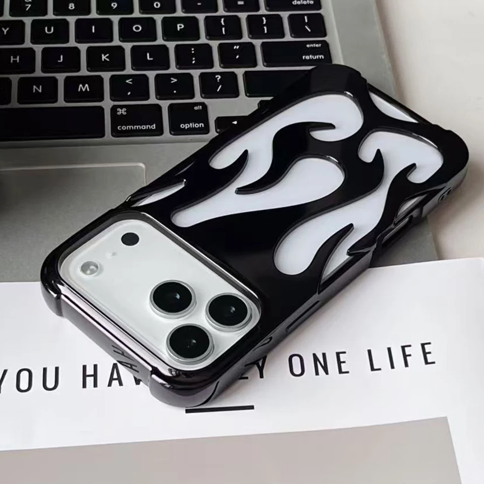Funda de TPU antigolpes con diseño hueco y estampado de llama, para iPhone 17 16 15 14 13 12 11 Pro Max 16 Plus Air 4
