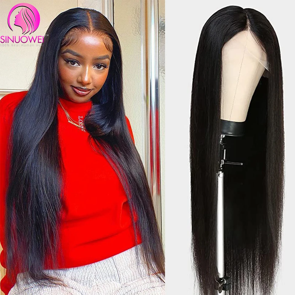 Straight 13x6 Lace Front Human Hair Wigs Brazilian PrePlucked Remy Straight 30 32 Inch 13x4 4x4 Transparent Lace Wig For Women