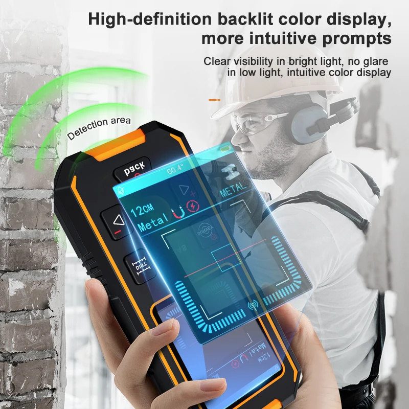 NOYAFA Handheld Wall Metal Detector Scanner With Positioning Hole Wooden AC Wires Metal Pipes Rebars Detecting Tool Wire Finder