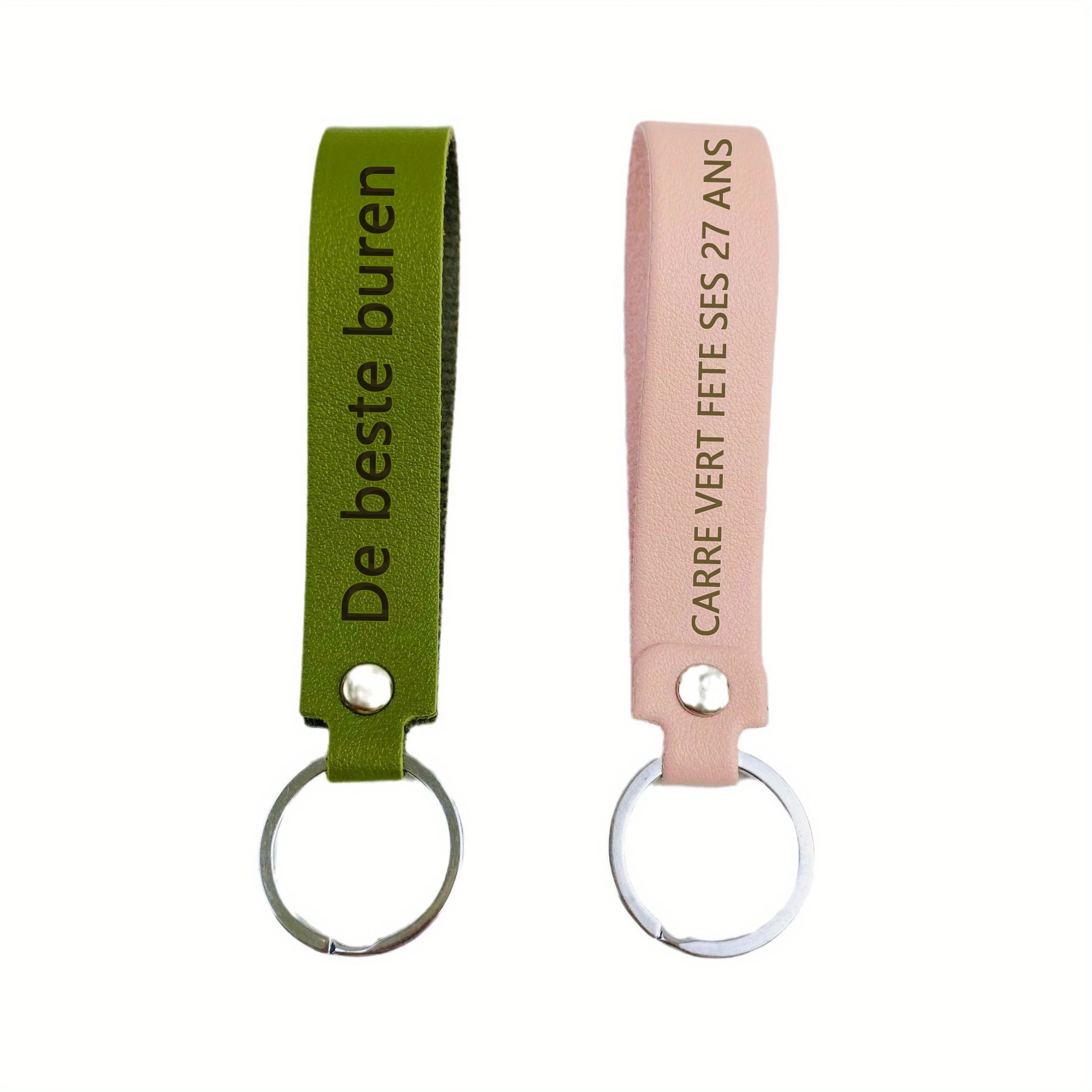 Custom Laser Engraved Faux Leather Keychain, Personalized Gift