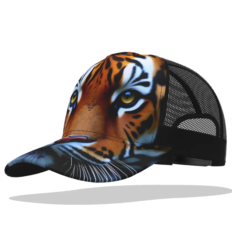 Tiger Baseball Cap Custom Trucker Name Number Teams Logo Animal Mesh Photo Headgear Hunting Dad Breathable Driver Peaked Sun Hat