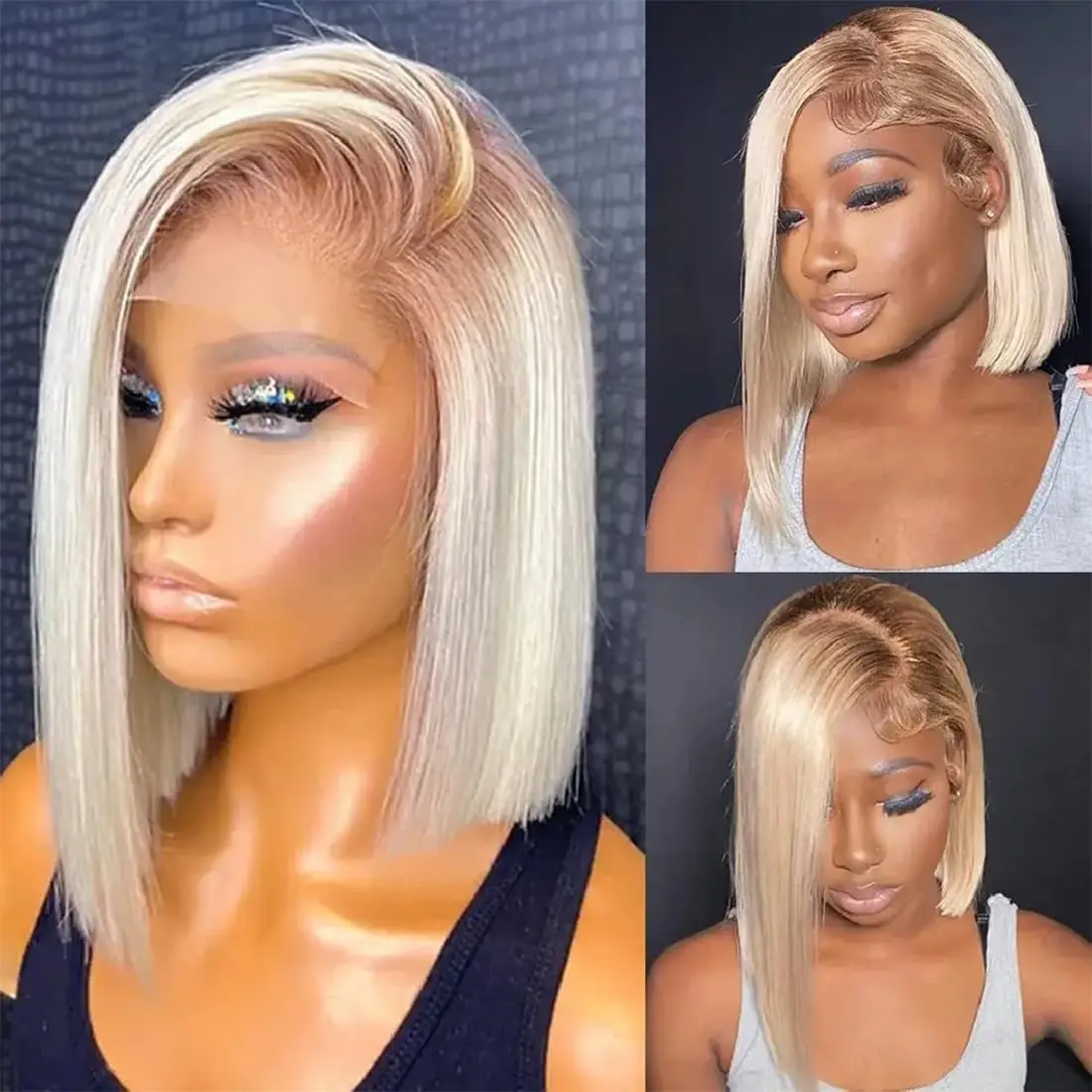 

Ombre Blonde Wig Human Hair 4/613 Short Bob Lace Wig Straight 4x4 13x4 Lace Front Wigs Human Hair Short Bob Wigs For Black Women