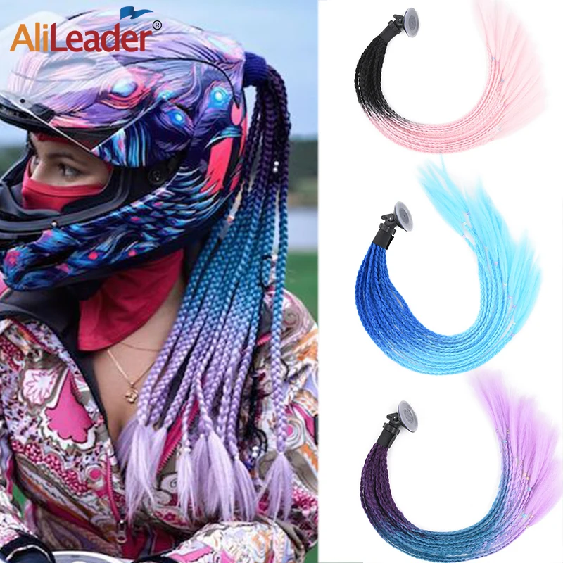 

24Inch Helmet Braid Pigtails Ponytail For Women Motorcycle Helmet Braid Ponytail Motorbike Pigtails Braids Ponytail With Sucker