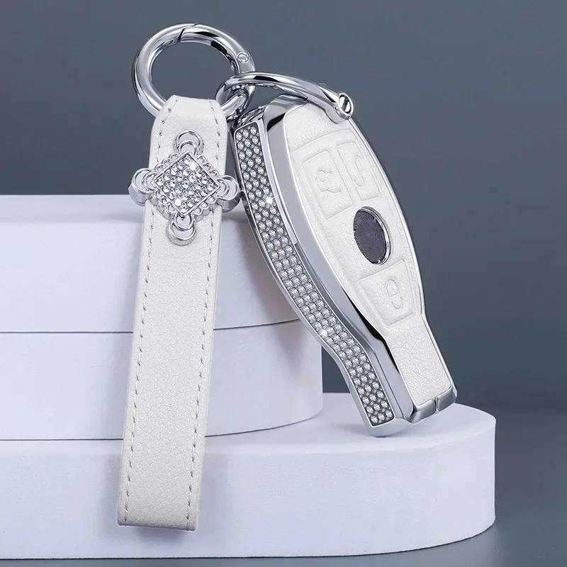 Skórzane etui na kluczyk samochodowy do Mercedes Benz A B C E S G Class W204 W205 W212 W213 W176 W177 GLC CLA AMG Accessorie — 2