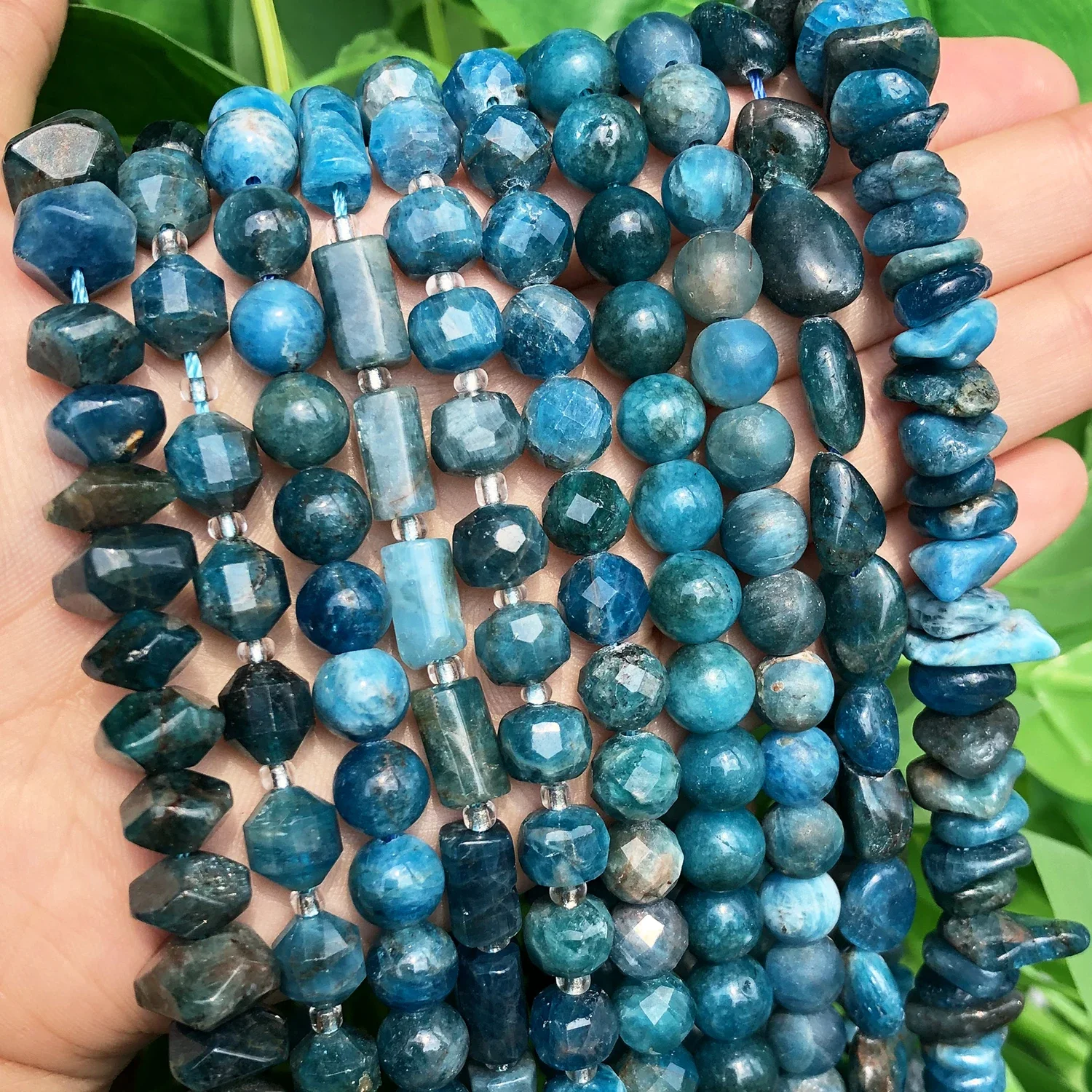 Natuursteen Blauwe Apatiet Gem Kralen Ronde Onregelmatige Facet Rondelle Losse Kralen Voor Sieraden Maken Diy Armbanden Accessoires - afbeelding 2