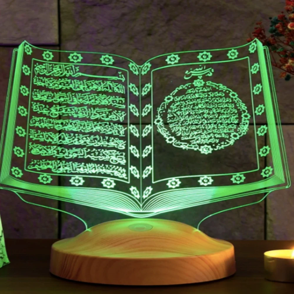 Quran Visual Religious Gift 3D Night Light Home Decor Night Light Rgb Color Changing Acrylic Led Night Light Eid Ramadan Gift