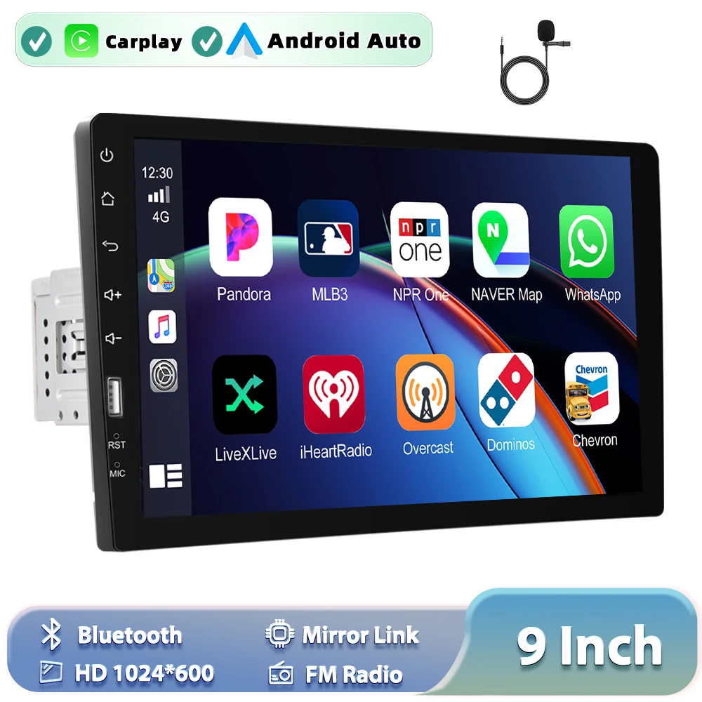 Podofo Audio Stereo Carplay Android Auto Universal Car Radio 9 Inch 1 Din MP5 Multimedia Player Mirror Link BT FM RDS image 3