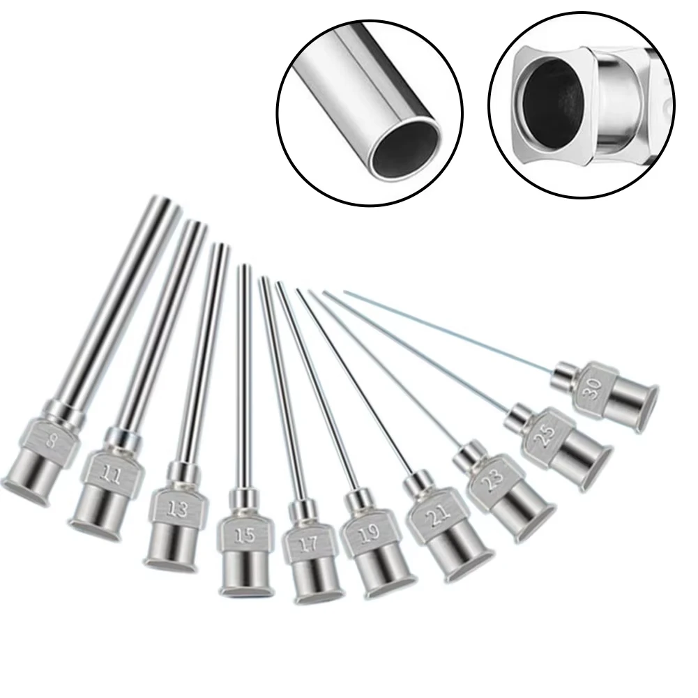 12pcs 1 Inch 304 Stainless Steel Blunt Tip Glue Dispensing Needles 8-30G All Metal Needle