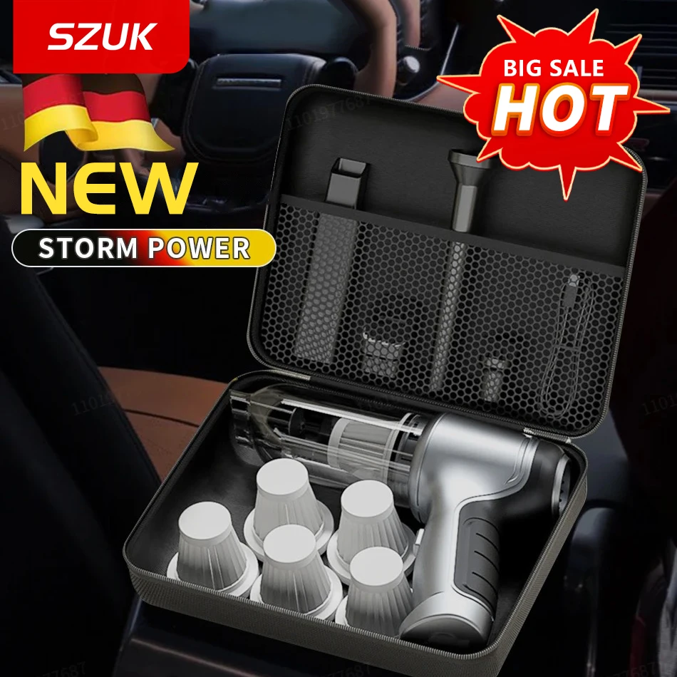 

SZUK Car Vacuum CIeaner 638000PA Wireless Handheld Powerful Portable Blower Home Cleaning Machine Mini Vacuum Cleaner for Car