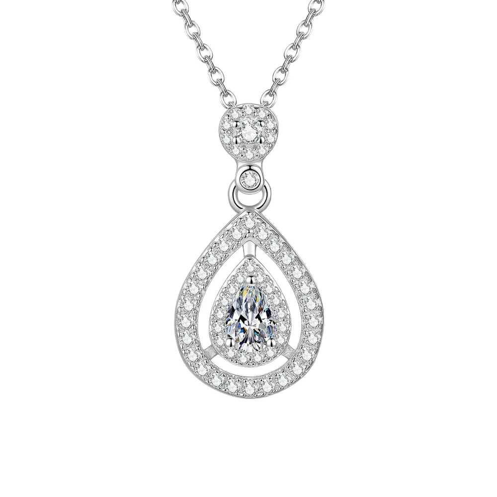 

D Color 4*6MM Water Droplet Moissanite Pendant Necklace S925 Sterling Silver Zircon Necklaces for Woman Party Jewelry Gift